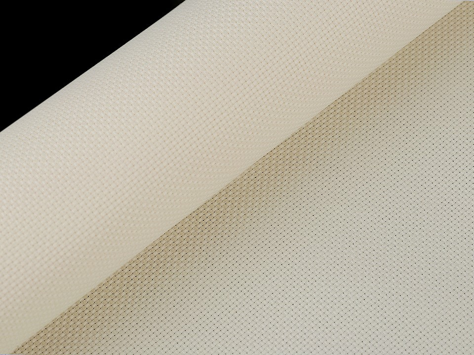 Vyšívací tkanina Kanava 54 oček šíře 50 cm, barva 2 vanilková