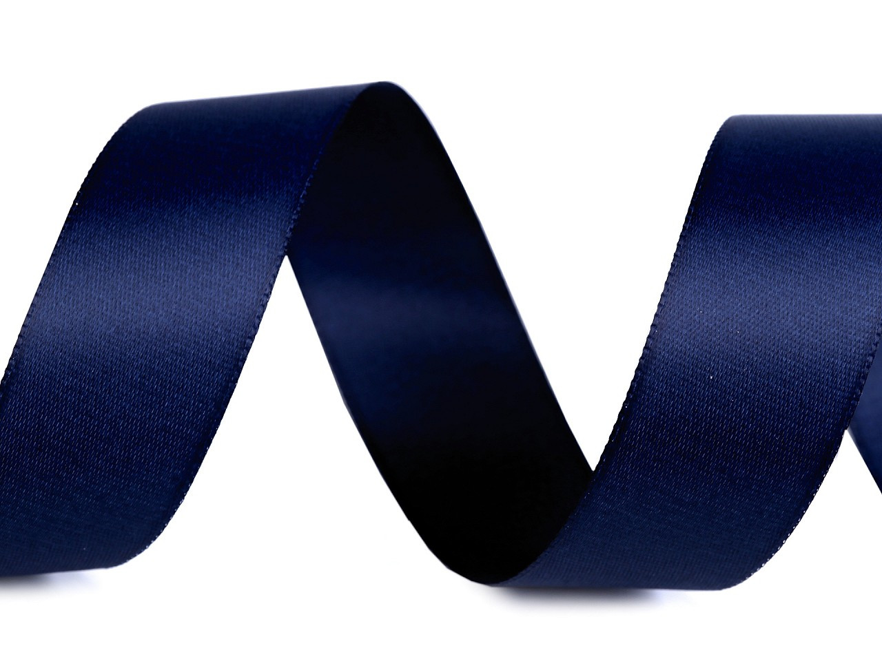 Atlasová hedvábná stuha oboulící šíře 24 mm matná, barva 416 modrá tmavá