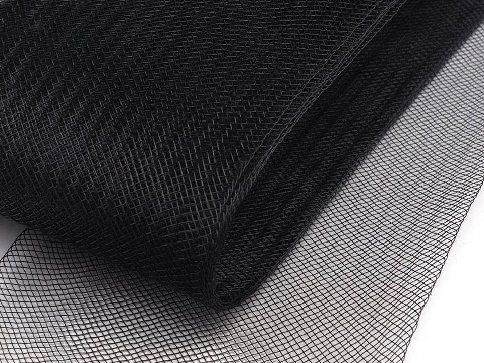 Modistická krinolína na výrobu dekorací, fascinátorů a vyztužení šatů šíře 8 cm, barva 2 (CC16) černá