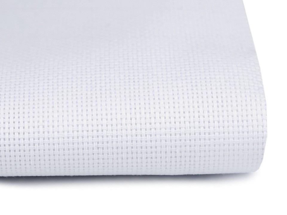 Vyšívací tkanina Panamka šíře 140 cm 80 oček, barva bílá