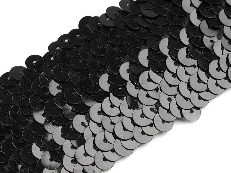 Flitrový prýmek šíře 45 mm elastický, barva 4 černá