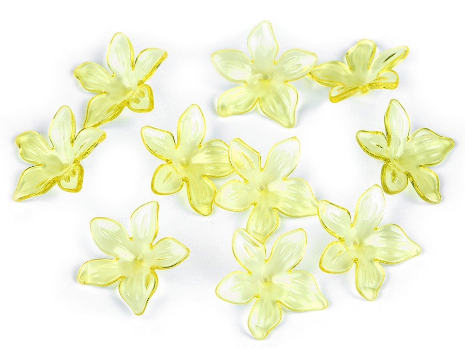 Fotografie Plastové korálky květ / sukýnka Ø25-29 mm, barva 17 (22) - 29 mm žlutá světlá