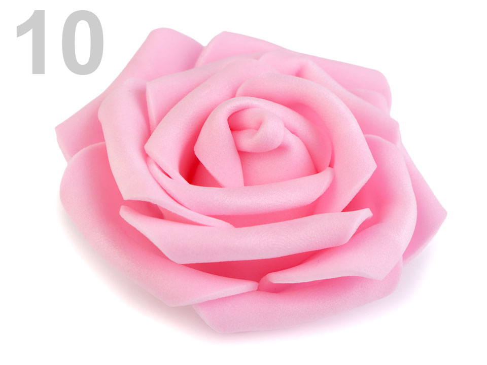 Dekorační pěnová růže Ø6 cm, barva 10 růžová střední