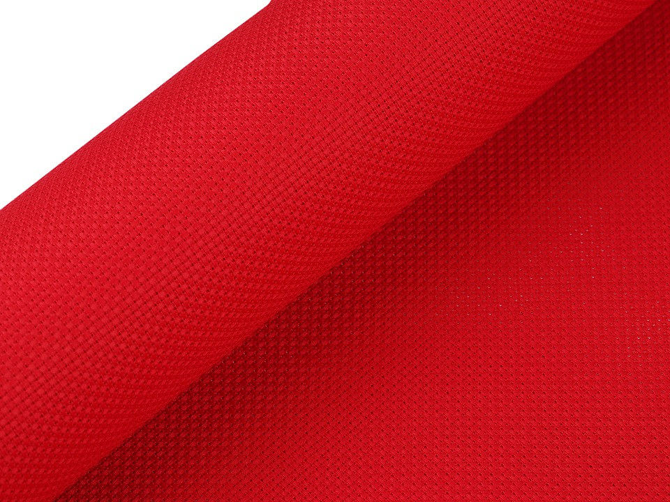 Vyšívací tkanina Kanava 54 oček šíře 50 cm, barva 5 červená