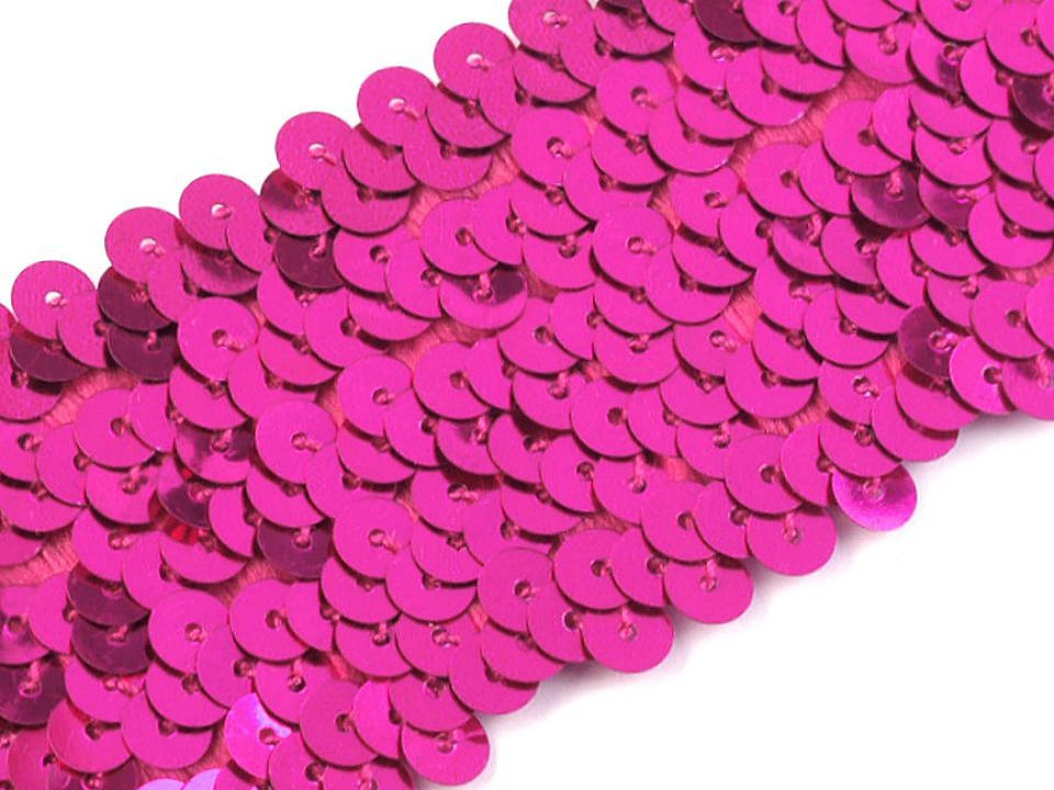 Flitrový prýmek šíře 45 mm elastický, barva 8 pink