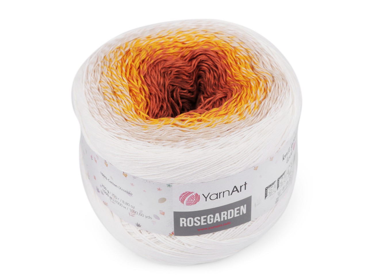 Bavlněná pletací příze Rosegarden 250 g, barva 1 (307) krémová nejsvět.