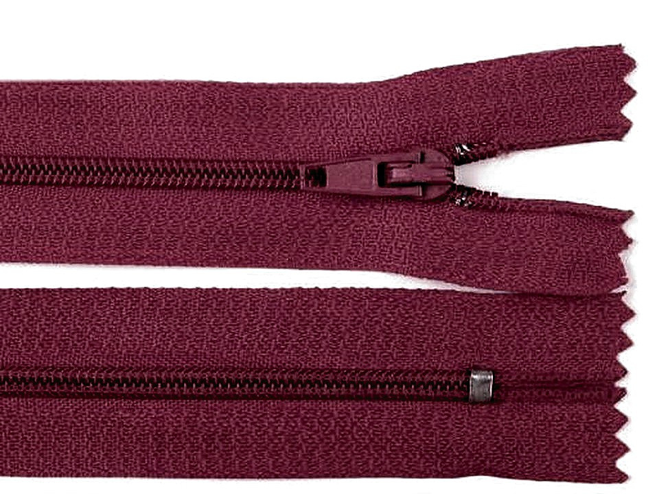 Spirálový zip šíře 3 mm délka 35 cm pinlock, barva 178 bordó