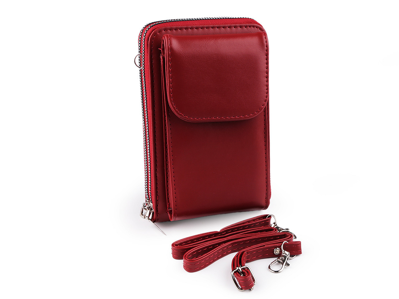Peněženka s kapsou na mobil přes rameno crossbody 11x18 cm, barva 1 červená