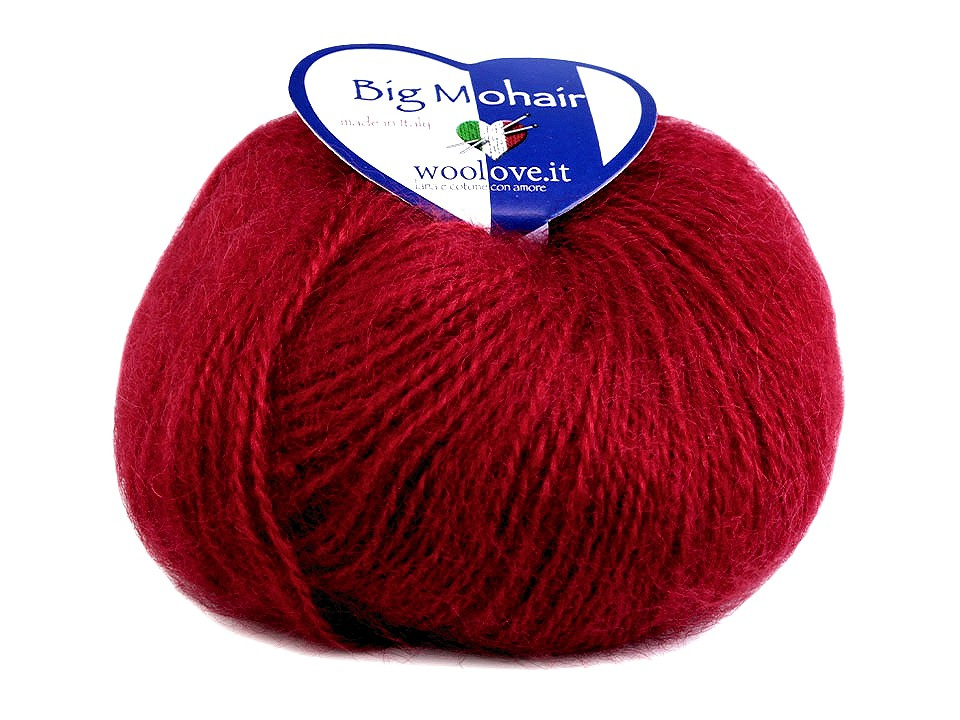 Pletací příze Big Mohair 25 g, barva 5 (16) červená karmínová