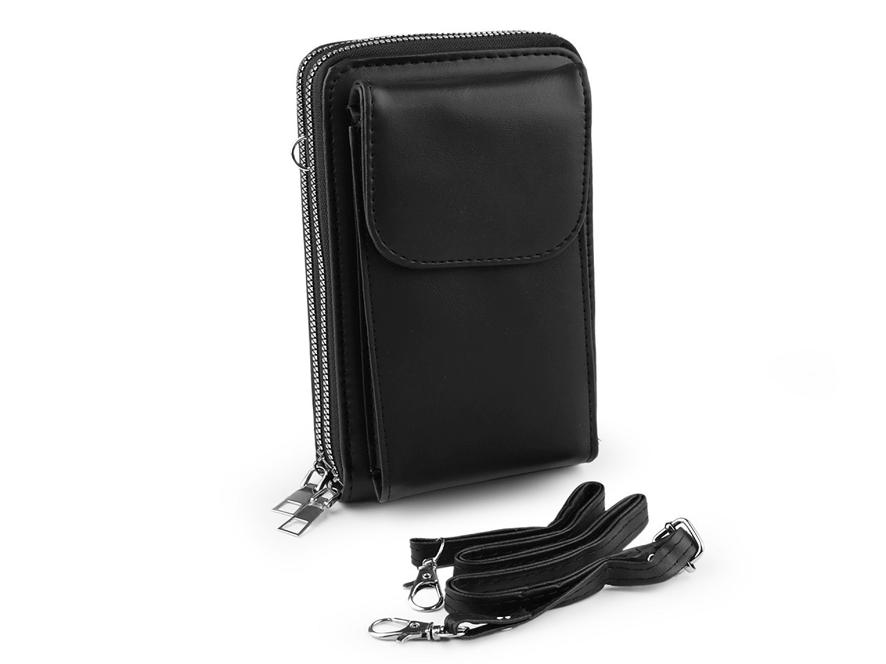 Peněženka s kapsou na mobil přes rameno crossbody 11x18cm, barva 5 černá