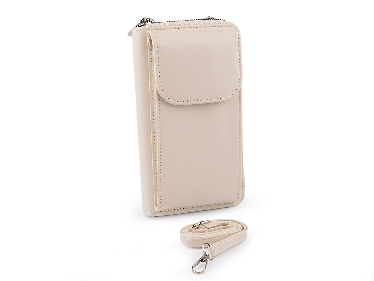 Peněženka s kapsou na mobil přes rameno crossbody 11x19 cm, barva 1 béžová světlá