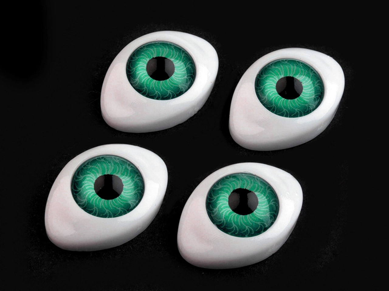 Fotografie Plastové oči k nalepení 16x23 mm, barva 4 zelená