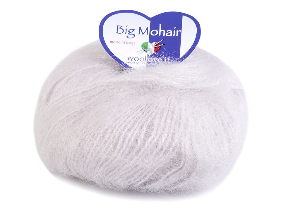 Pletací příze Big Mohair 25 g, barva 10 (12) šedá nejsvětlější