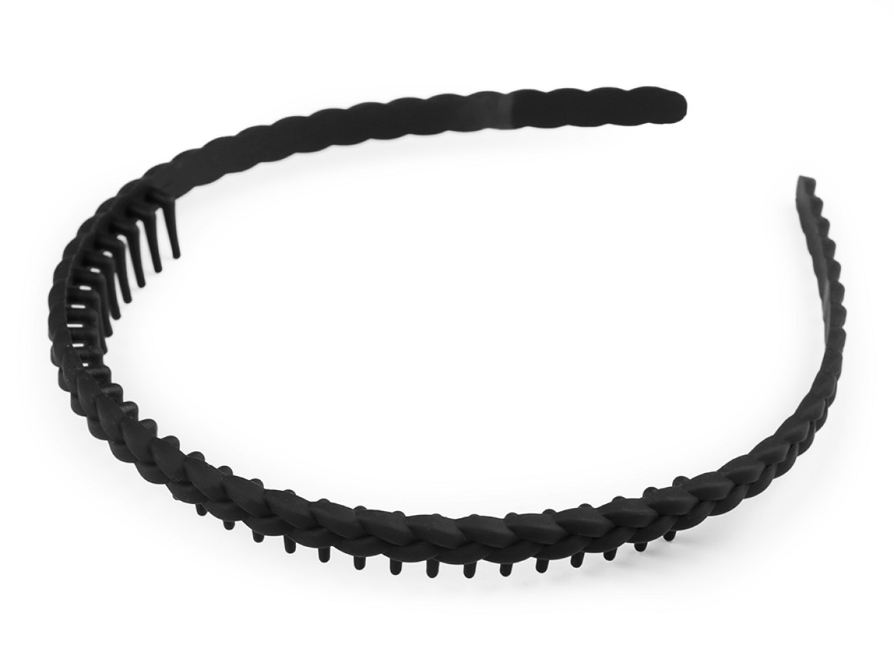 Plastová čelenka do vlasů s hřebínkem, barva 6 černá