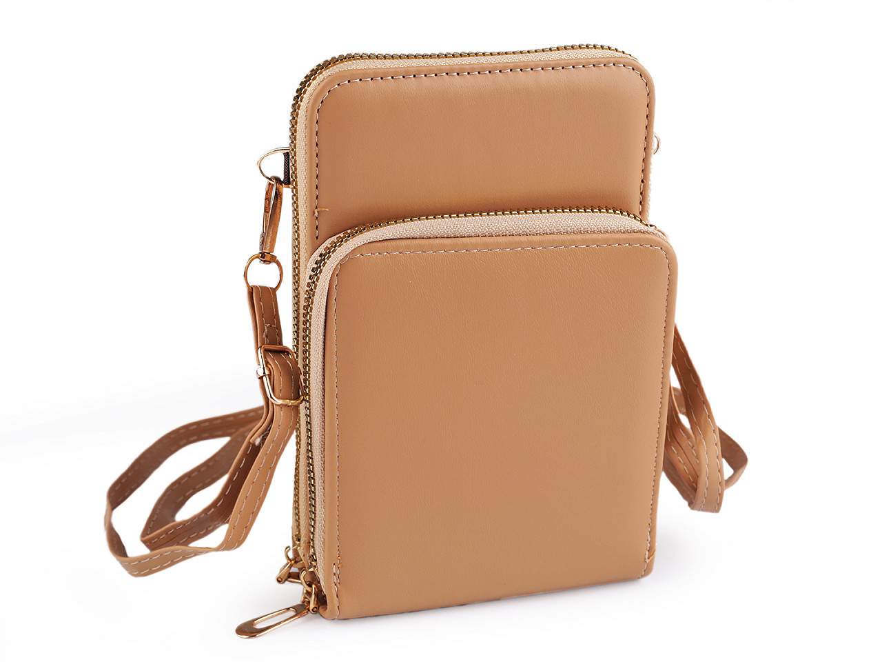 Peněženka s kapsou na mobil přes rameno crossbody 11,5x18 cm, barva 2 béžová velbloudí