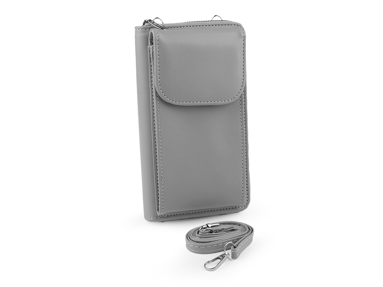 Peněženka s kapsou na mobil přes rameno crossbody 11x19 cm, barva 4 šedá