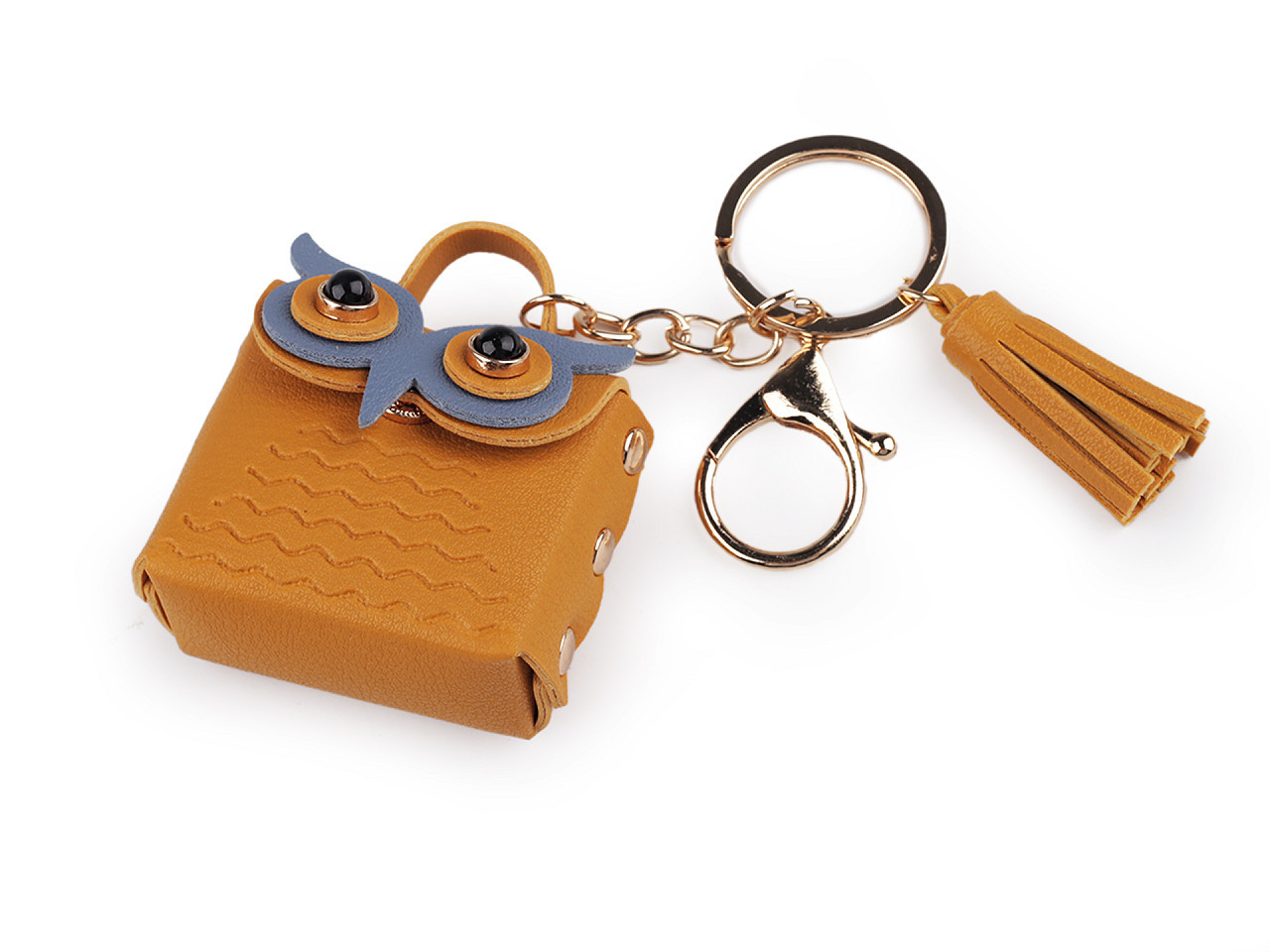 Přívěsek minikabelka na batoh / klíče sova, barva 2 hořčicová