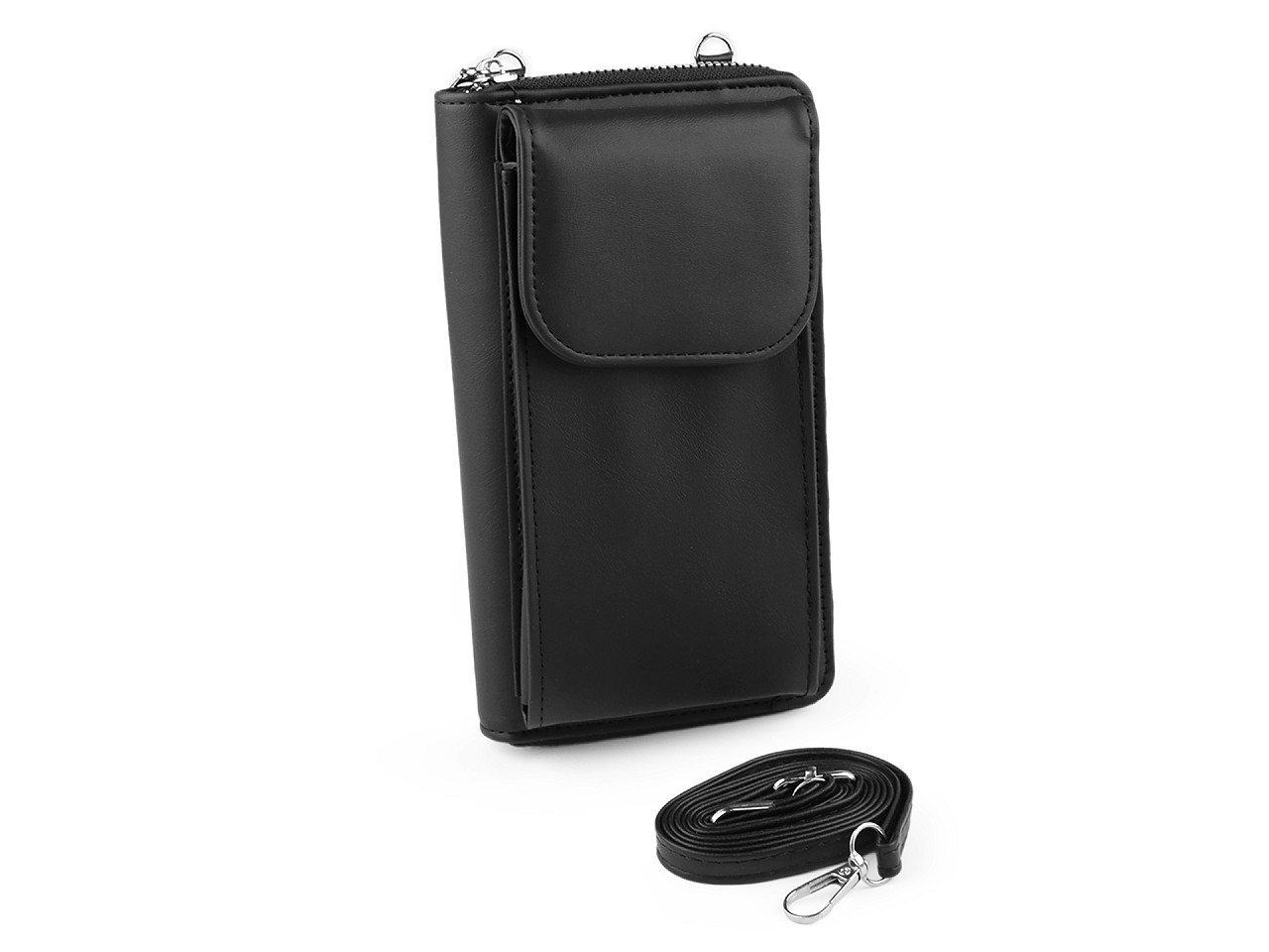 Peněženka s kapsou na mobil přes rameno crossbody 11x19 cm, barva 5 černá