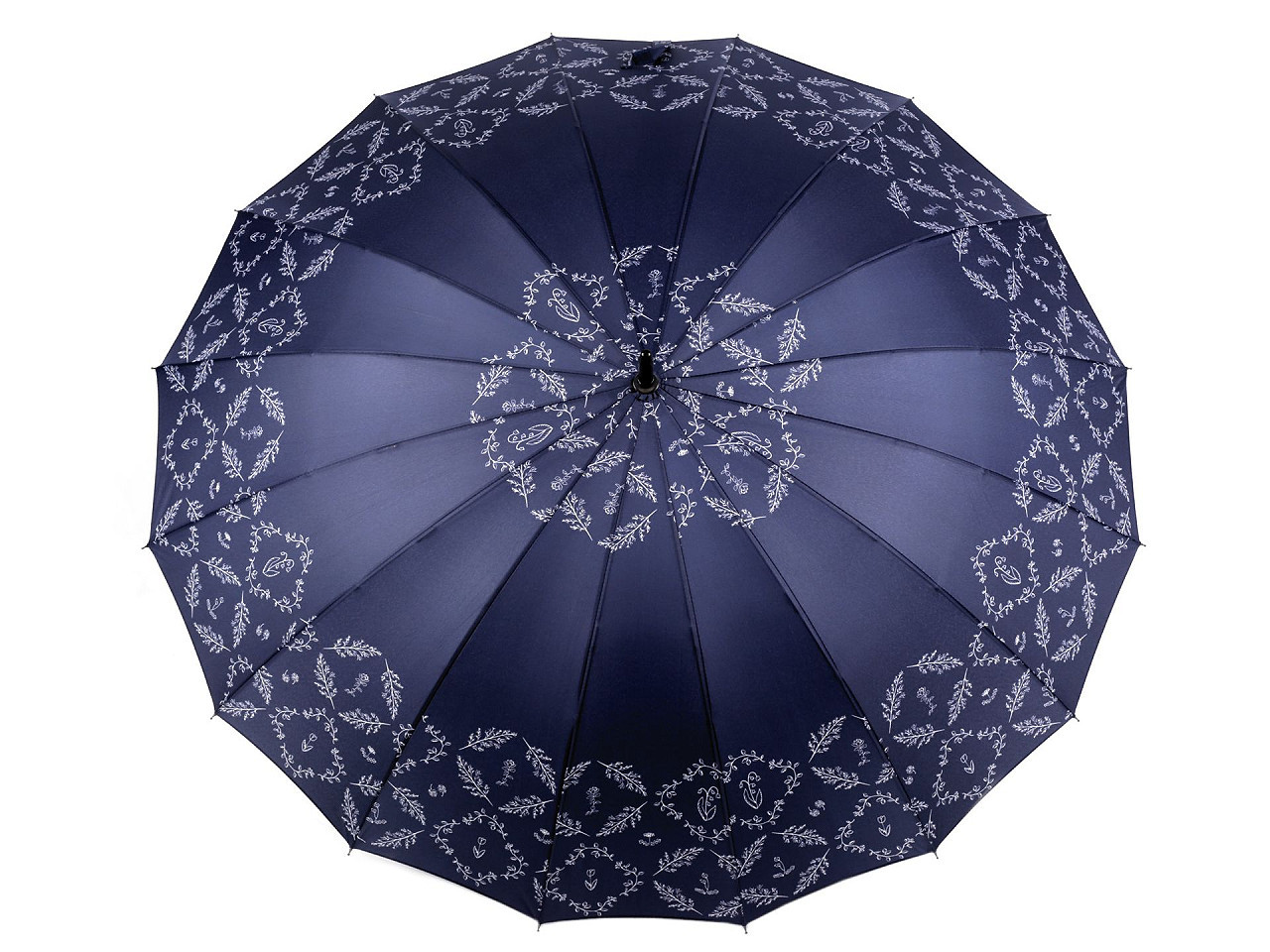 Dámský vystřelovací deštník větvičky a květy, barva 4 modrá tmavá