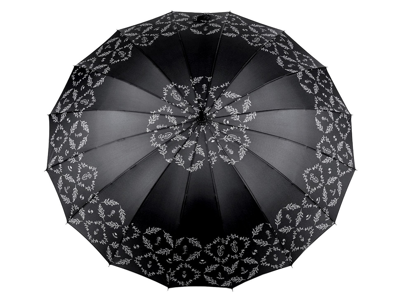 Dámský vystřelovací deštník větvičky a květy, barva 5 černá