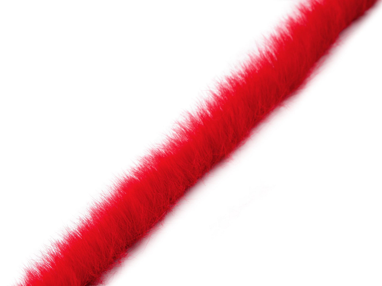 Oděvní / dekorační kožešinový proužek šíře 1,5 cm, barva 10 červená