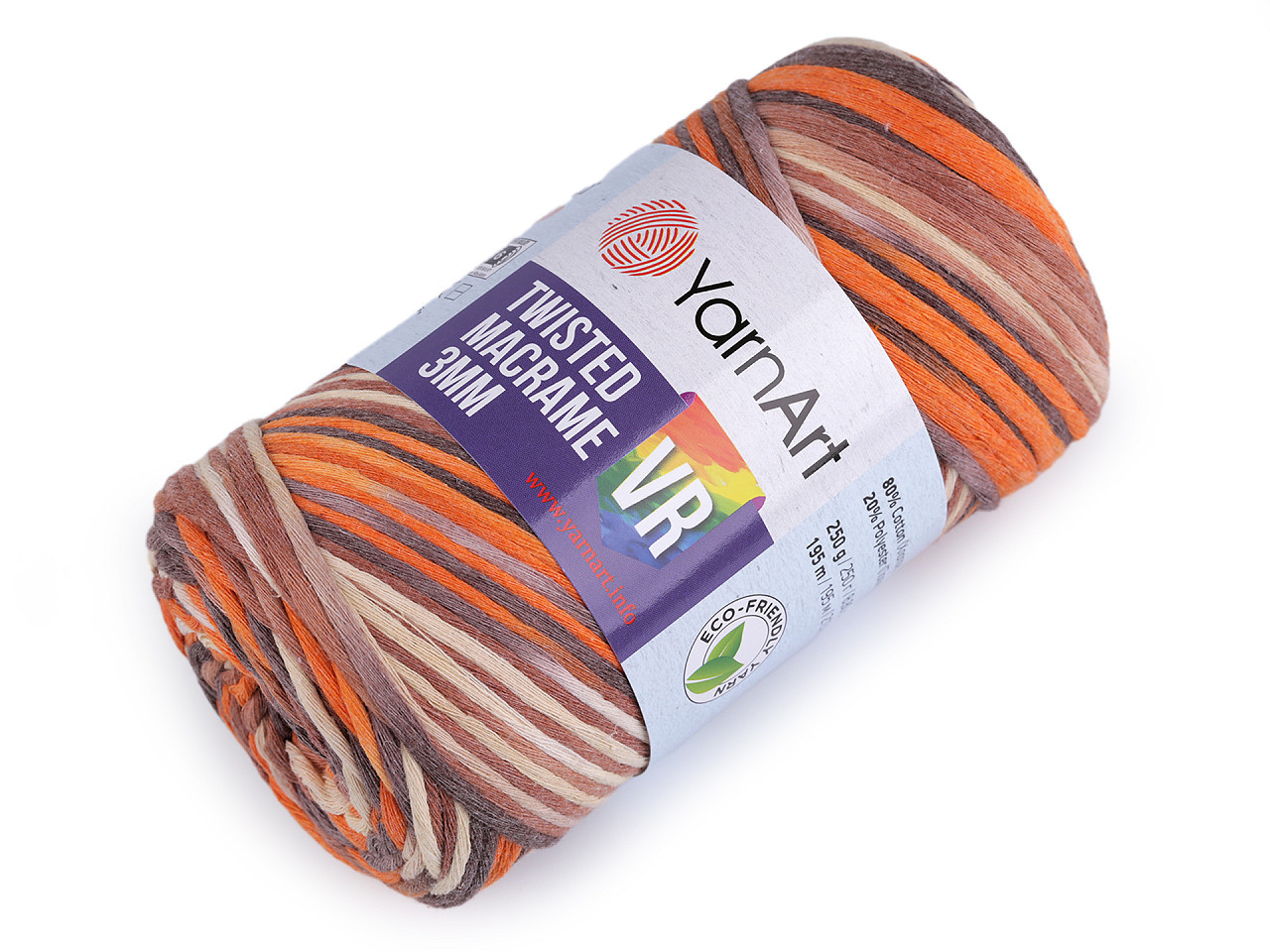 Pletací příze Twisted Macrame 250 g, barva 13 (927) oranžová