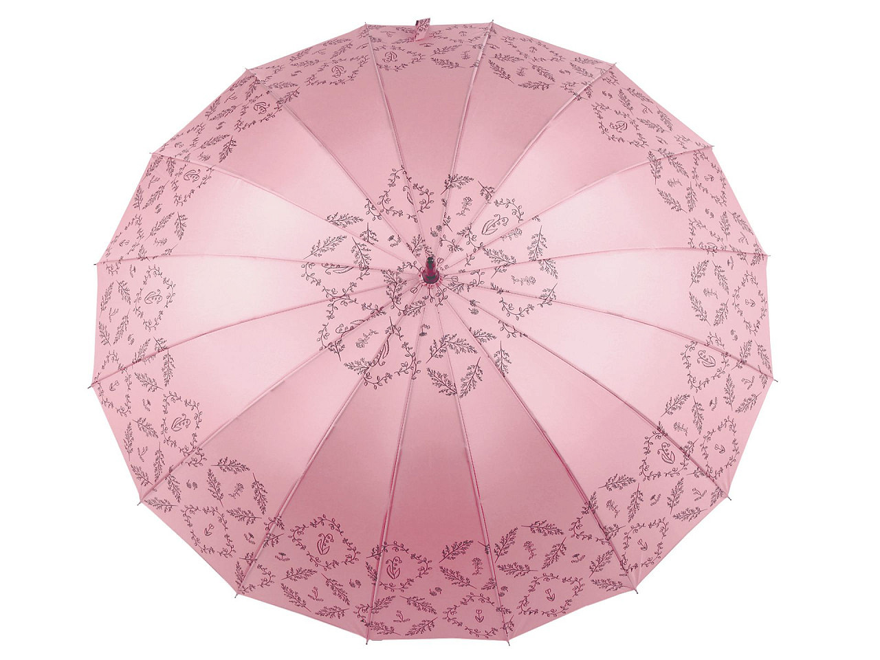 Dámský vystřelovací deštník větvičky a květy, barva 2 pudrová