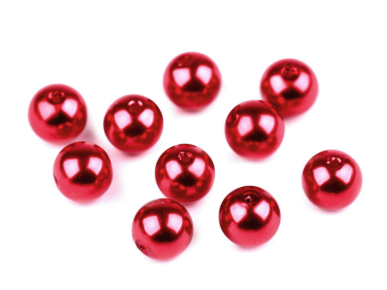 Plastové voskové korálky / perly Glance Ø10 mm, barva F80 červená