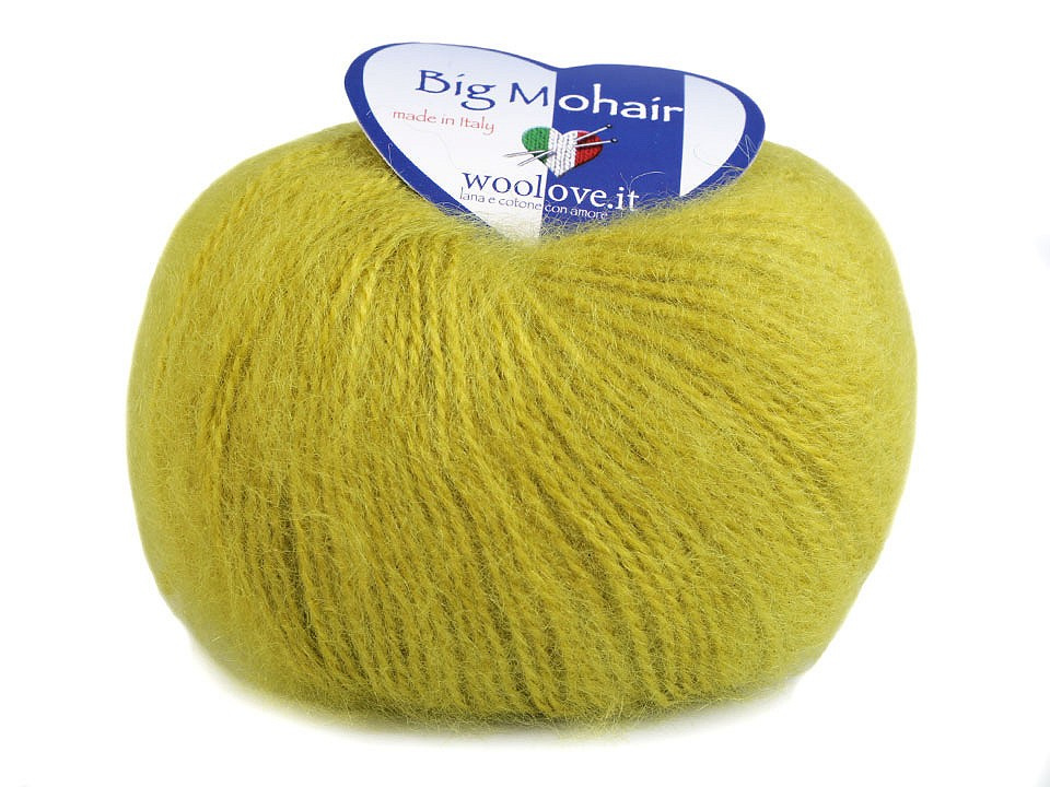 Pletací příze Big Mohair 25 g, barva 6 (462) zelená chartreuse