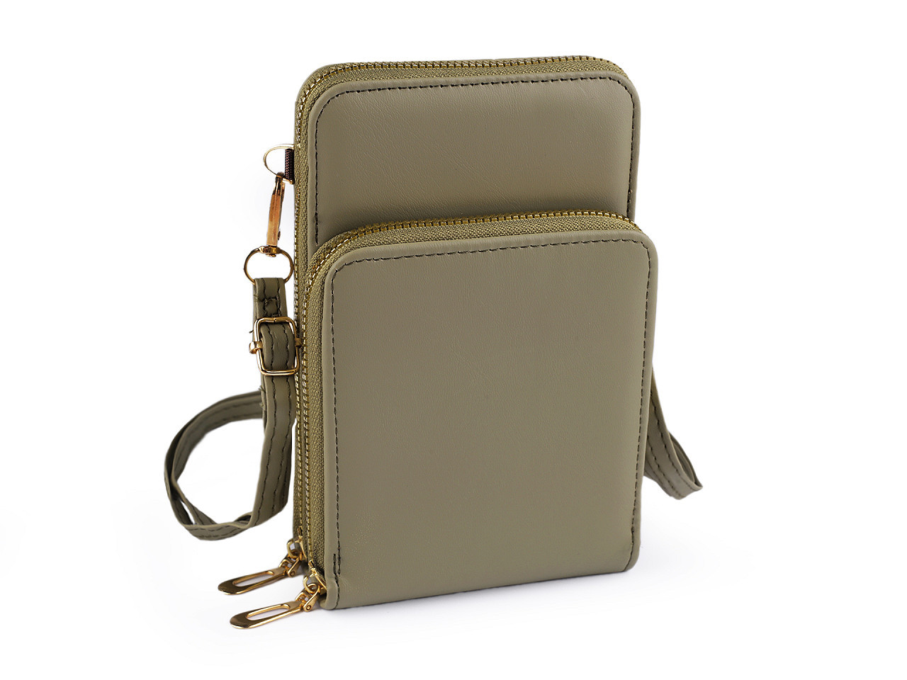 Peněženka s kapsou na mobil přes rameno crossbody 11,5x18 cm, barva 4 šedozelená sv.