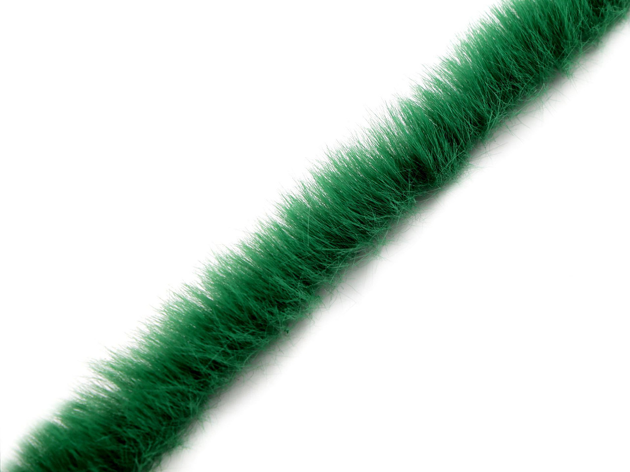 Oděvní / dekorační kožešinový proužek šíře 1,5 cm, barva 12 zelená