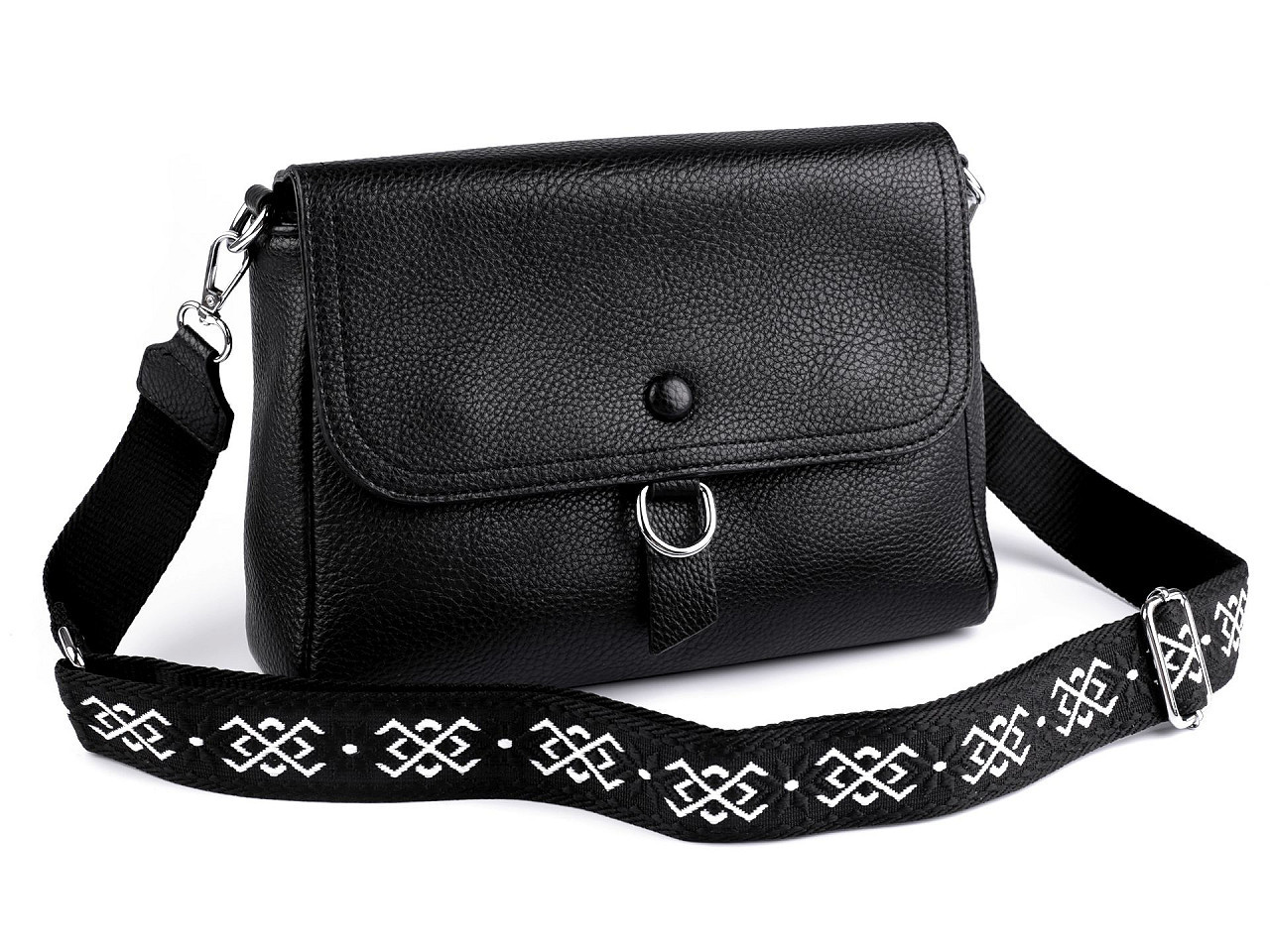 Dámská kabelka crossbody s popruhem 27x18 cm, barva 13 černá