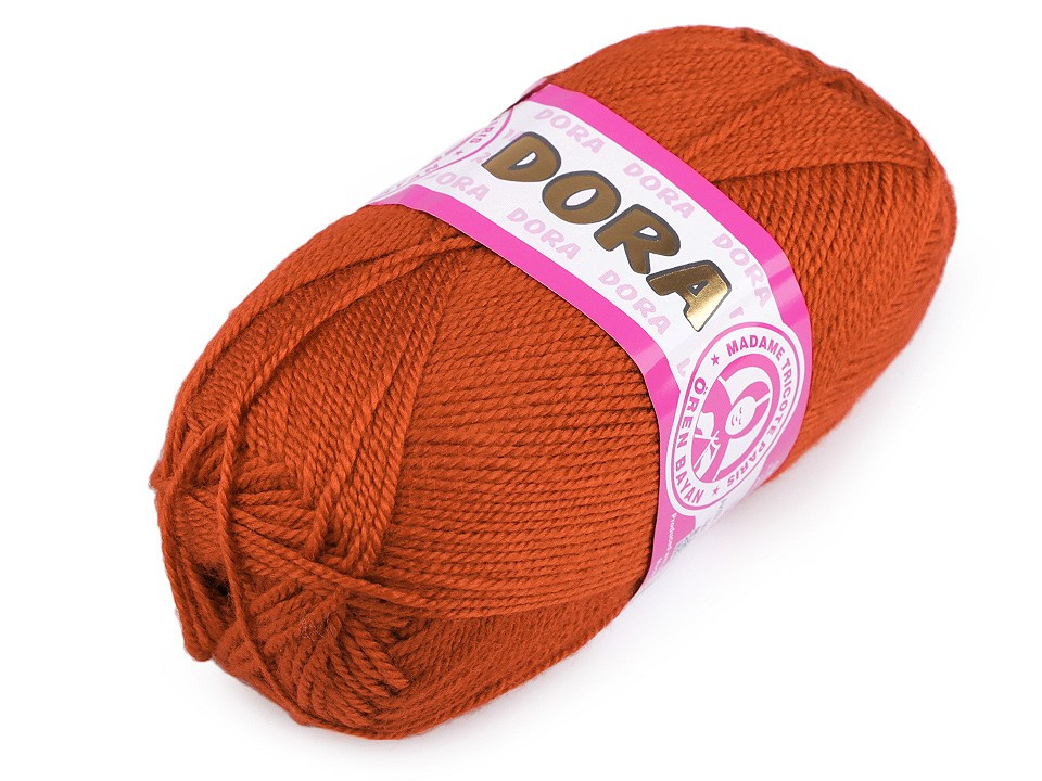 Pletací příze Dora 100 g, barva 18 (107) rezavá stř.