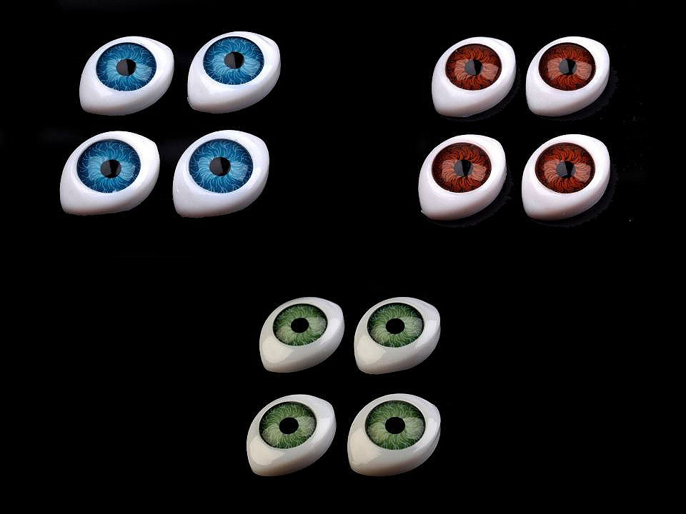 Plastové oči k nalepení 12x17mm, barva mix náhodných variant