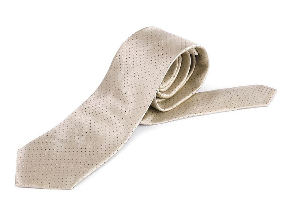 Saténová kravata, barva 1 béžová světlá