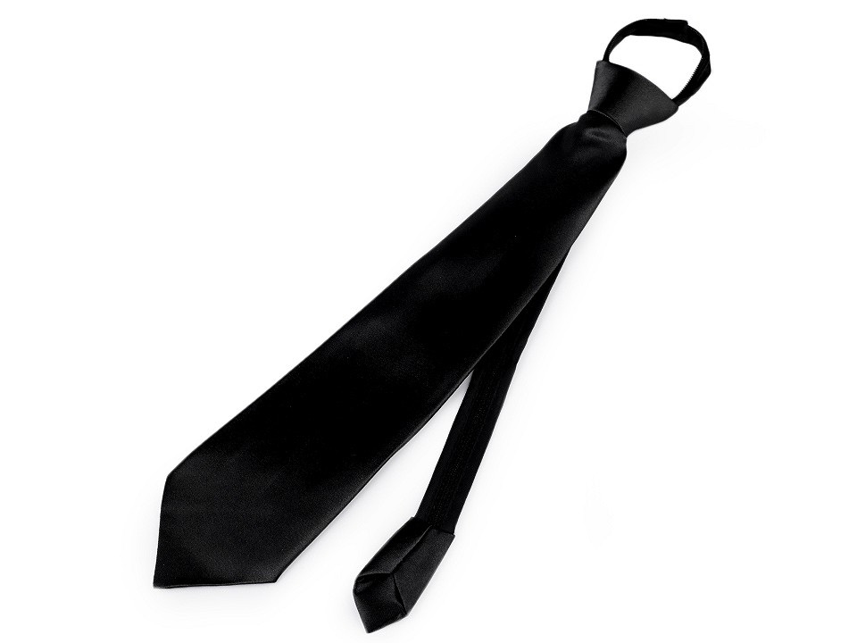 Saténová párty kravata jednobarevná, barva 9 (31 cm) černá