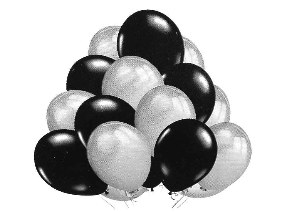 Nafukovací balónky metalické sada, barva 1 černá stříbrná