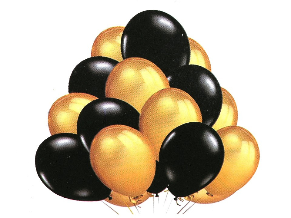 Nafukovací balónky metalické sada, barva 3 černá zlatá