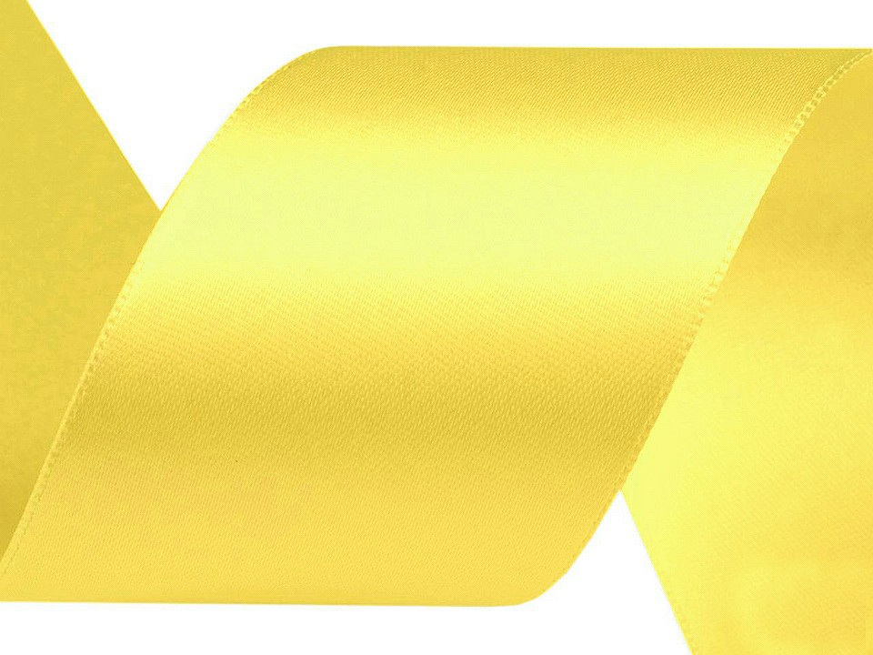 Atlasová stuha šíře 50 mm, barva 15 žlutá světlá