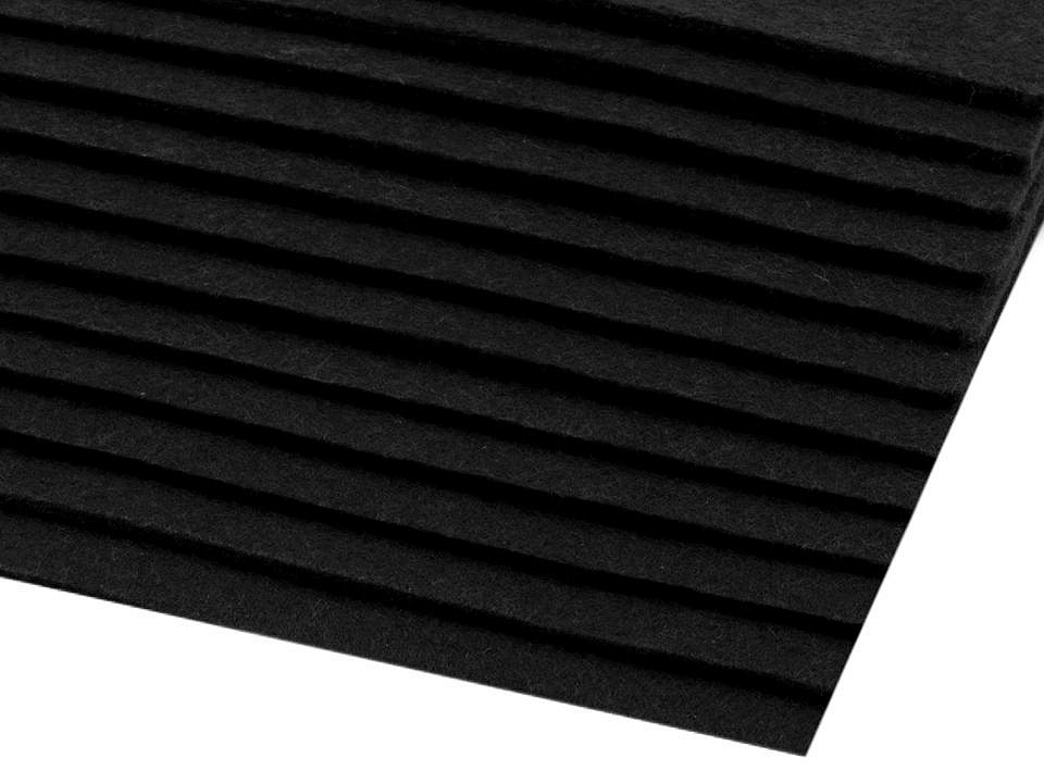 Látková dekorativní plsť / filc 20x30 cm, barva 18 (F77) černá