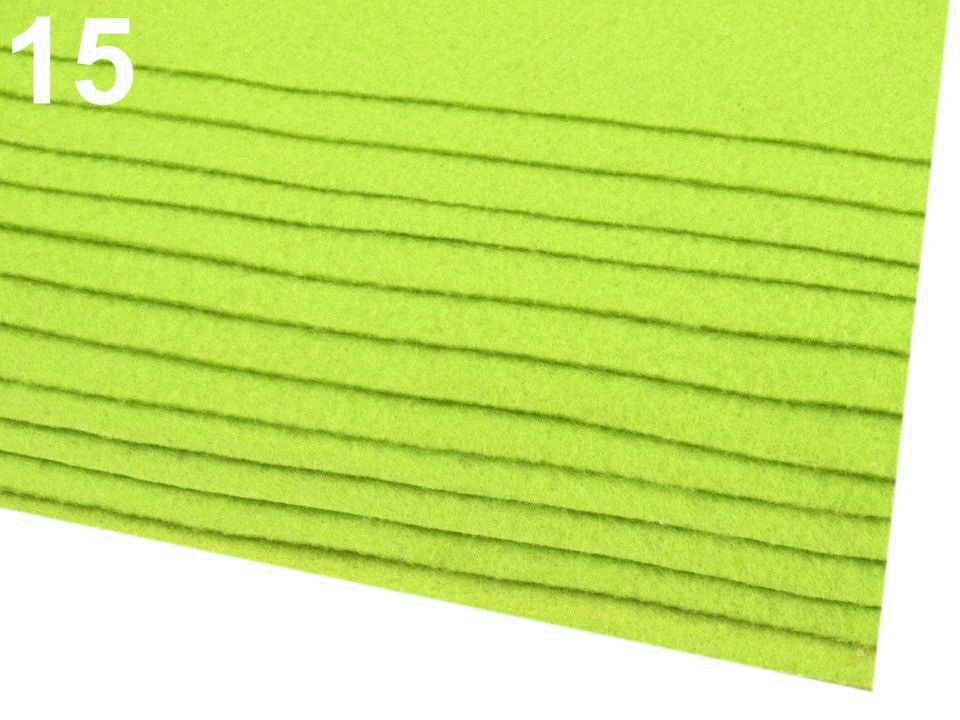 Látková dekorativní plsť / filc 20x30 cm, barva 15 (F100-2) zelená neon