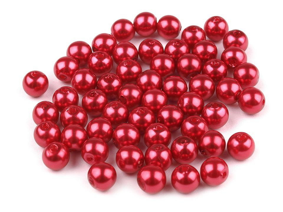Plastové voskové korálky / perly Glance Ø6 mm, barva F78 červená světlá perlová