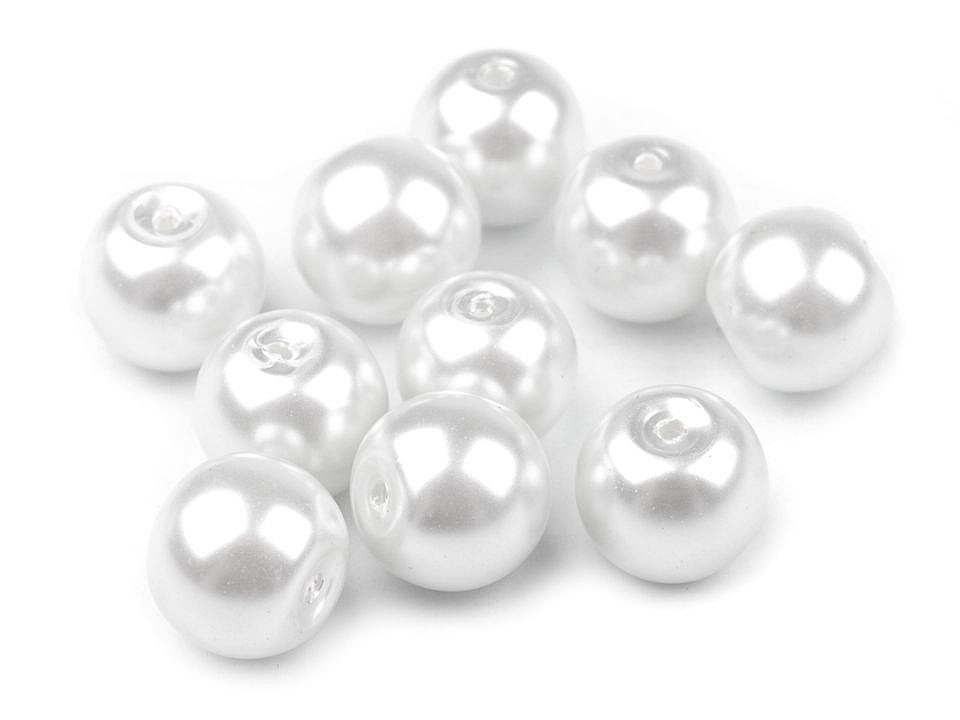 Skleněné voskové perly Ø10 mm, barva 01B bílá
