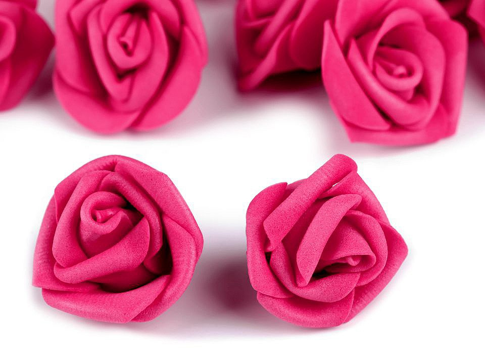 Dekorační pěnová růže Ø3-4 cm, barva 19 pink