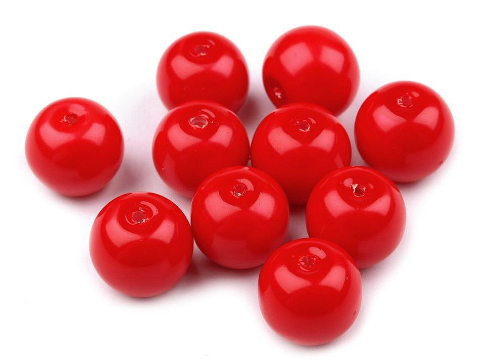 Skleněné voskové perly Ø10 mm, barva 78A červená šarlatová