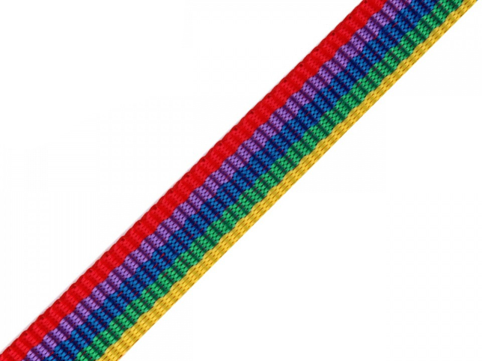 Popruh polypropylénový šíře 15 mm, barva 90 multikolor