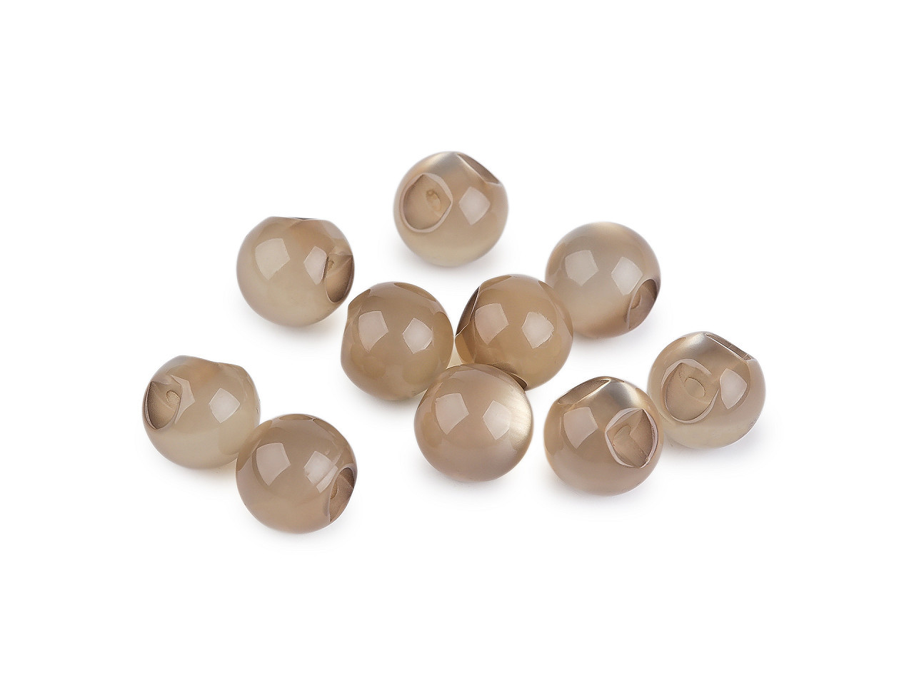 Perla k našití / knoflík kočičí oko Ø10 mm, barva 6 šedobéžová