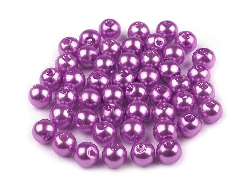 Plastové voskové korálky / perly Glance Ø6 mm, barva F25 fialková tmavá