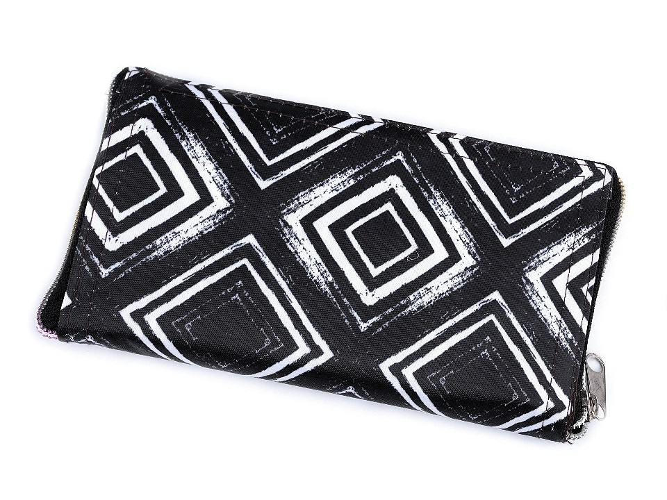 Skládací nákupní taška pevná 35x41 cm, barva 12 černá ornament