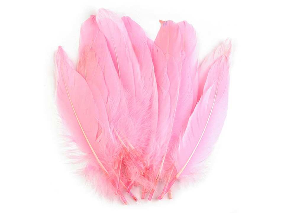 Husí peří délka 12-21 cm, barva 21 růžová sv.